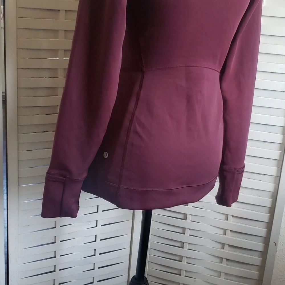 Lululemon Athletica Every Journey burgundy full angle zip women's hoodie size 4
